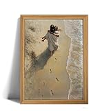Jesus hält Frau, Wandkunst, christlicher, religiöser Leinwanddruck, Jesus geht am Strand, Bilddrucke, Gott, Wandgeschenk, Malposter für christliches Wohnzimmer, Schlafzimmer, Wanddekoration