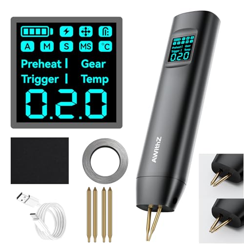 AWithZ 18650 Battery Spot Welder with 1.5 Digital Display 90 Adjustable Power Levels Auto/Manual Dual Pulse Modes Professional DIY Tool for Lithium Batteries Making Battery Packs Solar Projects