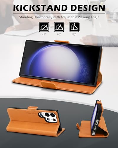 SHIELDON Capa para Galaxy S24 Ultra 5G de 6,8 polegadas, capa carteira de couro genuíno Galaxy S24 U