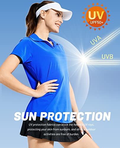 Image of MIER Women's Golf Polo Shirts Collared V Neck Short Sleeve Tennis Shirt, Dry Fit, Moisture Wicking