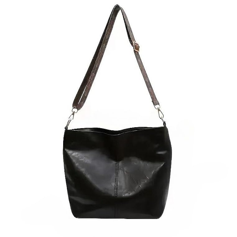 Bolsa Feminina de Ombro em PU Grande Capacidade com Múltiplos Compartimentos e Fechamento em Zíper(Y084Preto)