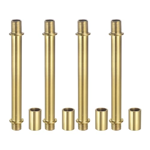 Image of PATIKIL Straight Pipe Lamp Stems Rod Kit, 4 Set M10 Carbon Steel 100mm(3.94 inch) Long Double End Thread Rod with Coupling Nuts Sleeve Connector for Table Lamps Chandeliers,Copper