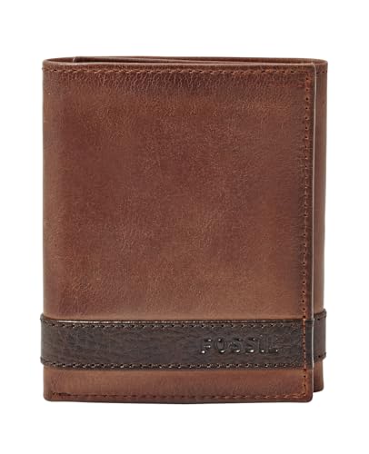 Fossil Brieftasche für Männer Quinn, 100% Leder Trifold braun 8,5 cm L x...