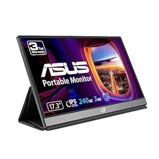 ASUS ROG Strix 17.3" 1080P Portable Gaming Monitor (XG17AHPE) - FHD, IPS, 240Hz, Adaptive-Sync, Built-in Battery, Smart Case, USB Type-C, Micro HDMI, For Laptop, PC, Phone, Console, 3-Year Warranty