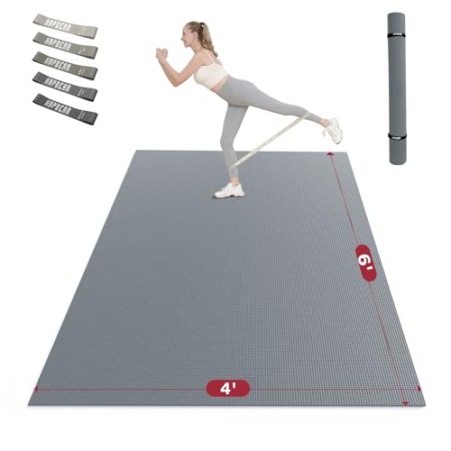 HAPBEAR Tapete de ejercicio grande, 183 x 122 cm x 8 mm, antideslizante, ultra duradero, tapete de yoga grande para gimnasio en casa, fitness, yoga, pilates, estiramiento, flexiones, gimnasia, color