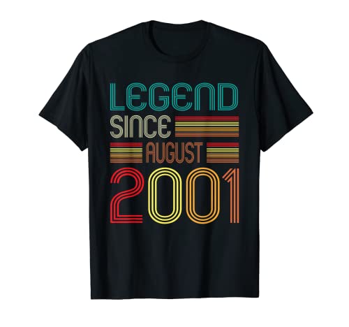 Legend Since August 2001 21st Birthday Retro 21 Years Old Camiseta