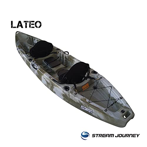 運送会社営業所止め限定 西濃運輸支店での引き取り限定 2人乗りフィッシングカヤック ストリームジャーニーカヤック【LATEO】ラテオ アルミパドル デラックスシングルシート付属 長さ3780ｍｍ 幅840mm 高さ430mm カラー デザートカモ 4枚目