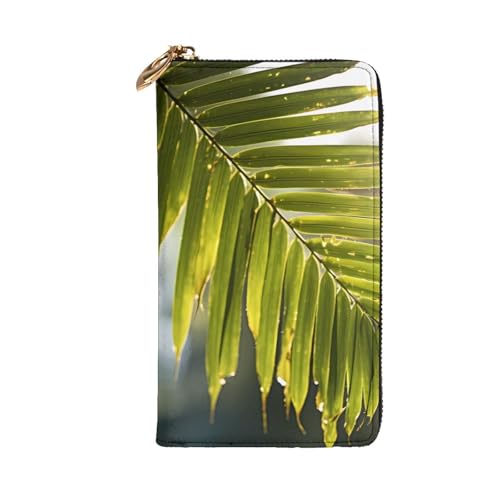 Leather Wallet - Stylish and Durable Wallet for Women with Multiple Compartments and Zipper Design Bamboo leaf Picture2