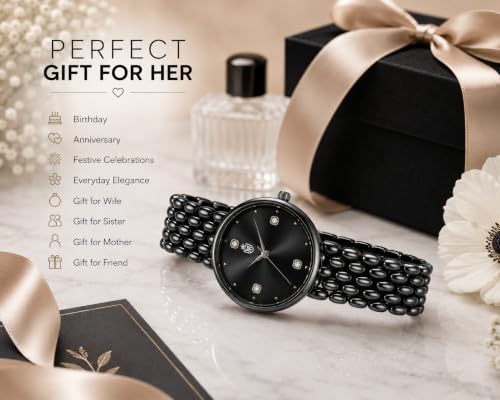 Image of MOOVER Analog Watch for Women & Girls | Luxury Bracelet Style Ladies Wrist Watch | Crystal Dial with Premium Stainless Steel Chain Strap | Fashion Watch for Daily Wear, Party & Gift