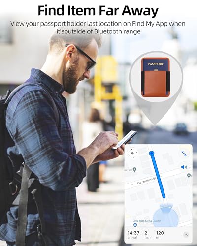 Image of Passport Holder with Find My, RFID Leather Minimalist for Travel, Fit 4 Cards & 2 Passport