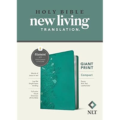 NLT Compact Giant Print Bible, Filament Enabled Edition (Red Letter, Leatherlike, Peony Rich Teal)