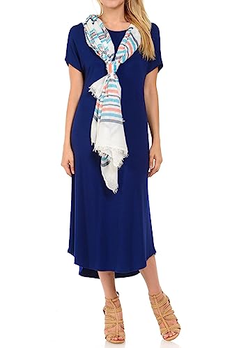 Image of iconic luxe Women's A Line Short Sleeve T Shirt Midi Dress Summer Casual
