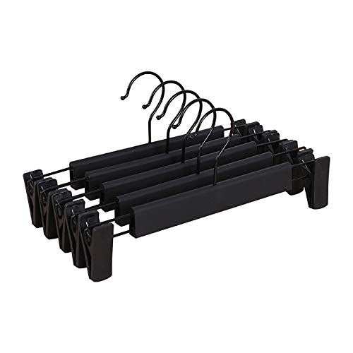 Cicilin Cabides para calças com clipes de plástico, Jeans/Saia, gancho giratório de 360°  Gancho com clipe para calças, saias, calças (pacote com 10, preto)