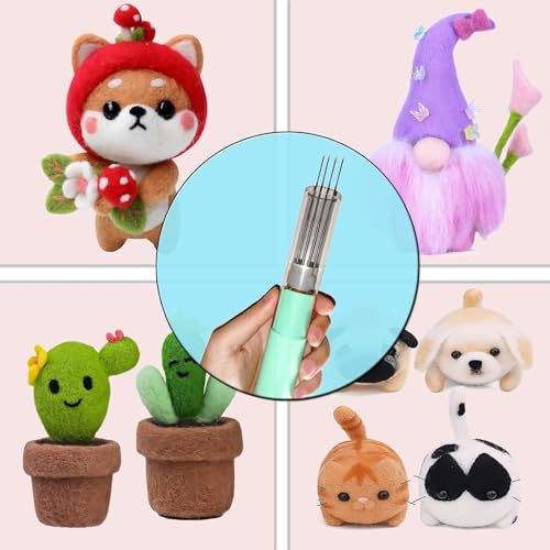 Electric Needle Felting Needles Holder for Quick Felting, Needle Felting Machine 1-7 Needles with Speed Control Automatic Punch Tool Kit,for Wool Painting and Felted Craft Work - Thumbnail 2