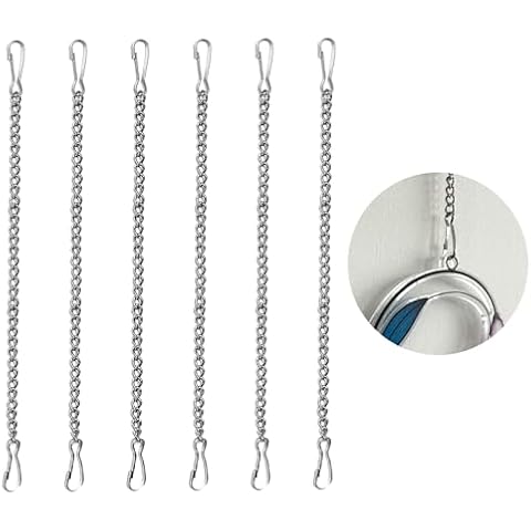 6 Pcs 20 Inch Stained Glass Window Hanging Chain - Silver 304 Stainless Steel Hanging Chain, Window Art Decor, Patio Garden Outdoor Decorative Hanging Glass Panels Chains Cover