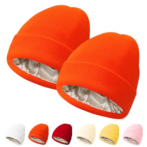 Image of PFFY Womens Satin Lined Beanie Silk Lining Winter Hats Beanies for Women | Silk Feeling Lining, Soft Slouchy Beanie Hat, Protect Hair Reduce Frizz, Winter Hat for Cold Weather, Essential for Outdoor