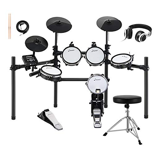 Donner DED-200 Electric Kit Electronic with Mesh Head 8 Piece, Drum Throne, Sticks