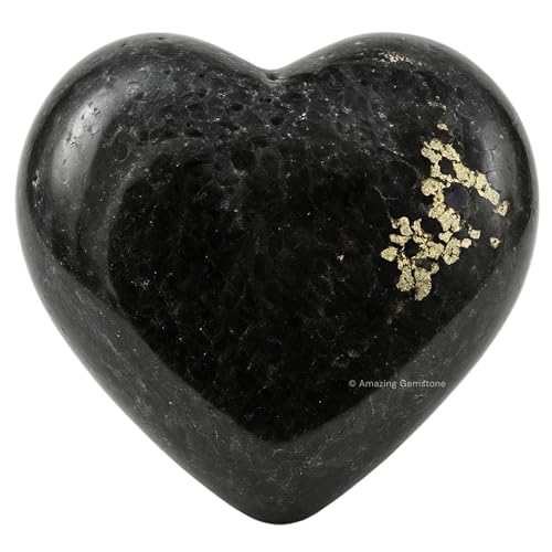 Nuummite Crystal Heart Palm Stone -...