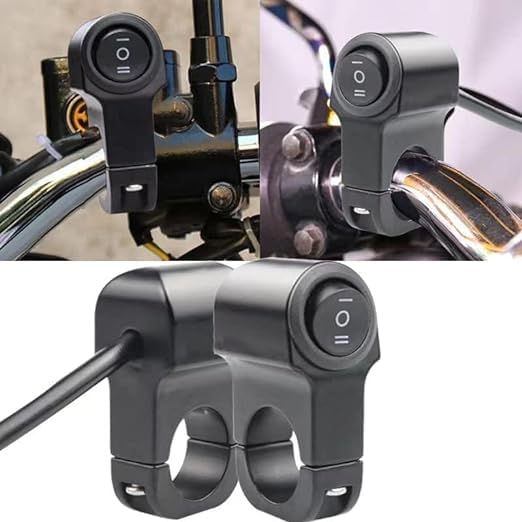 Delhi Store94 3-Way Handlebar Multi-Function Black Push Button Switch, ON-OFF-ON Operation, Fits 22-23mm Mirror Switch, IP67 Waterproof, 12V DC, 1 Count 2