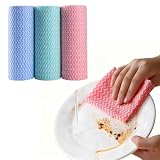 【YECCNA】カウンタークロス 使い捨てふきん キッチンクロス 300枚 ロール式 30×25cm 不織布 薄手 吸油 洗剤いらず 多用途 掃除クロス 台所用品 キッチン掃除 窓拭き 車内清掃 3色セット (30cm×25cm, 300.0, 枚)