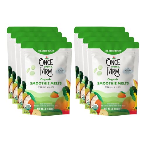 Image of Once Upon A Farm Organic Smoothie Melts with Milk from Pasture Grazed Cows, Tropical Greens, Non GMO, Kosher, 1 Ounces (Pack of 8)