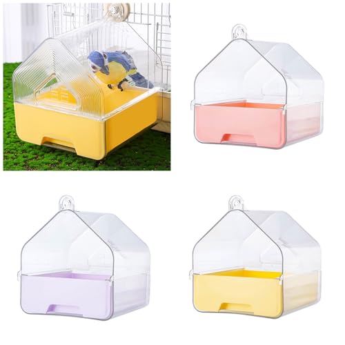 Cage de bain pour oiseaux spacieuse et transparente avec tiroir
