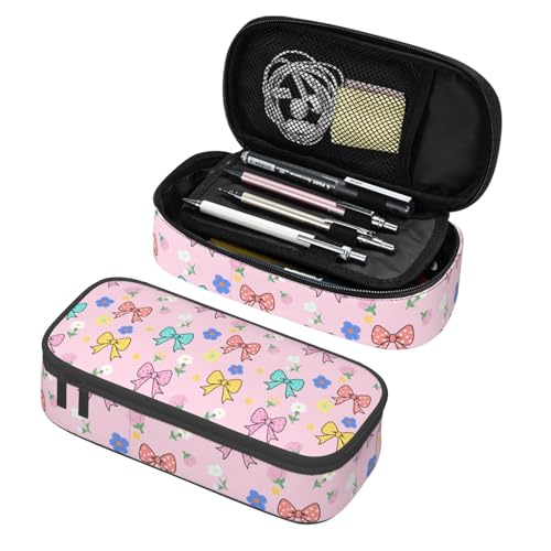 Image of WOBAGMEN Large Pencil Case with Handle Cute Print Pencil Bag Mutifunctional Pencil Pouch Stationery Bag (hudiejie)