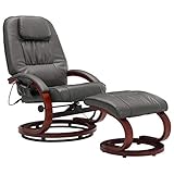 mewmewcat Fauteuil de Massage avec Repose-Pied, Fauteuils Relaxants avec Fonction de Chauffage, Gris Similicuir