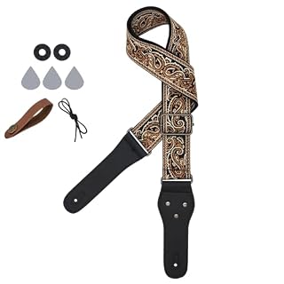 Guitar Strap,Jacquard Embroidery Cotton Guitar Straps with Picks, Strap Locks and Strap Button, Best Gifts for Friend - Les Beatles, Paul McCartney, John Lennon, RIngo Starr, George Harrison