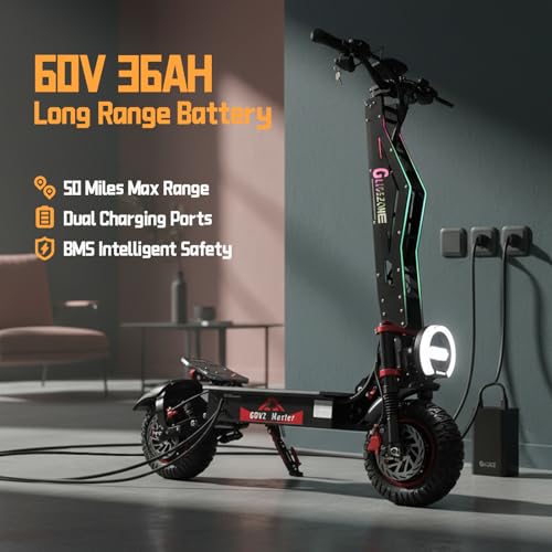 Image of GD82 Master 7000W Dual Motor Electric Scooter for Adults, 55 MPH High-Speed Adult Electric Scooter, 60V 36Ah Long Range E Scooter with Hydraulic Suspension, NFC Unlock, 12 inch Off-Road Tires.