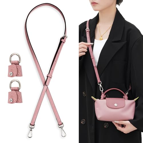 Image of Bag Leather Strap Replacement Crossbody Shoulder Straps for Mini Bag Pouch, No Damage Conversion Kits Accessories xs strap pink (MINI-Pink-S)