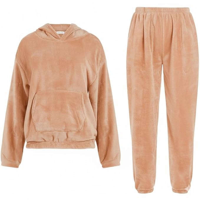 Unisex Fleece Winter Set –Hooded Sweatshirt & Pants Outfit Pack of 1 (IN, Alpha, S, Regular, Plus Size, PEACH)-image-29