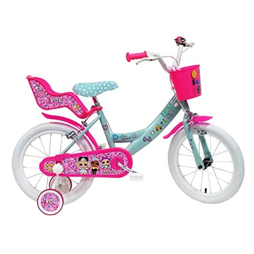 Denver Bike 16 Lol City Bike 40,6 cm (16 tum) stål rosa, turkos, vita flickor – cykel (vertikal, stad, 40,6 cm (16 tum), stål, rosa, turkos, vit, 16 tum (16 tum)