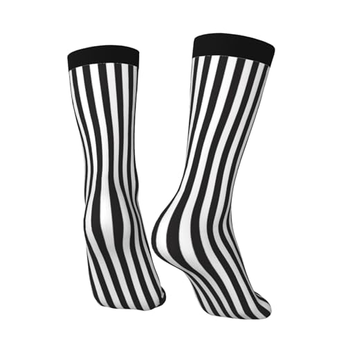 Black & White Stripe Print Crew Socks Unisex Socks Tall,Thick Long Socks Everyday Contrasting Colored Socks4