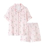 [AasDawn] パジャマ レディース 綿100 夏 ダブルガーゼ ルームウェア 半袖 ショートパンツ 上下セット 前開き 吸汗通気 肌に優しい ゆったり 部屋着 寝間着 かわいい