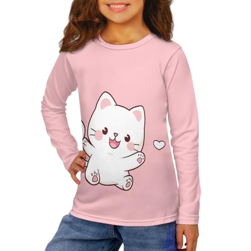 Image of Girls Basic Tee Shirts Outdoor Long Sleeve Shirt Winter Clothes Size 3-16 Top Fall Clothes Gift for Holiday