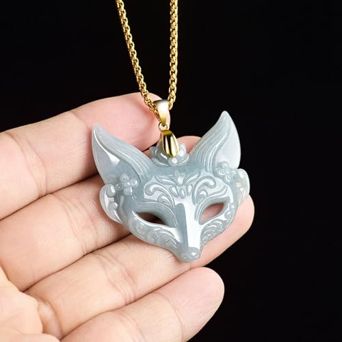 Collier renard à neuf queues bleu en jadéite véritable de qualité A