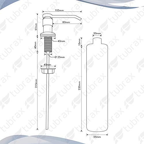Dosador Dispenser Sabão Líquido Detergente 500ml Inox Tubrax
