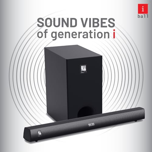 Image of iball Cinebar-160 High Power TV Sound Bar with Digital LED Display, 6.5 inch Wired Subwoofer, 120W RMS, Bluetooth Wireless, Optical, HDMI (ARC), 3.5mm Aux-in, USB Input, Remote Control, Wall Mountable -