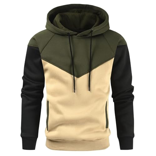 Ymosrh Men's Causal Color Block Hoodies, Athletic Workout Long Sleeve Pullover Hooded Sweatshirts with Pocket, M-3XL