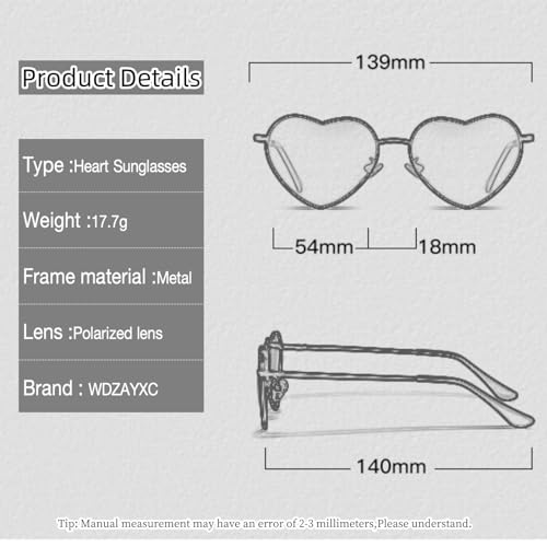 Polarized Heart Sunglasses for Women,Fashion Lovely Style Metal Frame,UV400 Protection4