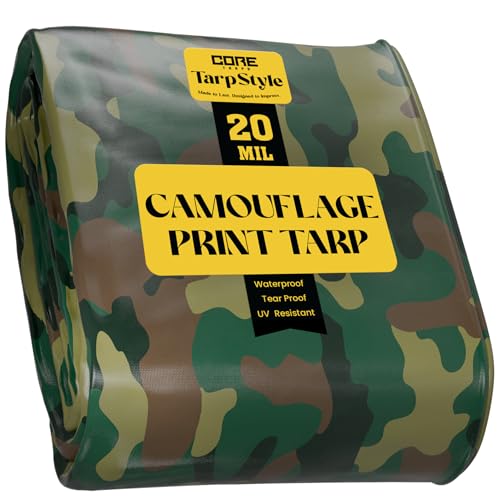 Core Tarps Extreme Heavy Duty 20 Mil Tarp Cover, Waterproof, UV Resistant, Rip and Tear Proof, Poly Tarpaulin with Reinforced Edges for Roof, Camping, Patio, Pool, Boat (Camouflage/Green 6′ X 8′) Core Tarps Extreme Heavy Duty 20 Mil Tarp Cover, Waterproof, UV Resistant, Rip and Tear Proof, Poly Tarpaulin with Reinforced Edges for Roof, Camping, Patio, Pool, Boat (Camouflage/Green 6′ X 8′)
