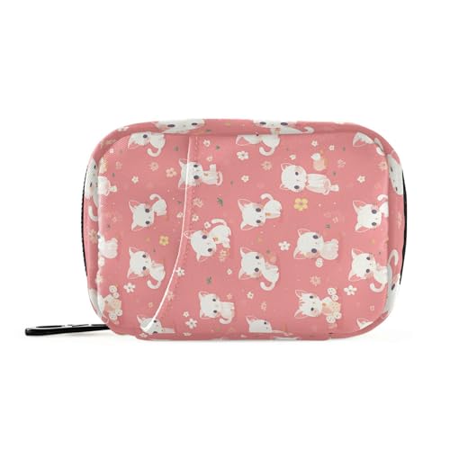 Peach Cute White Cats - Bolsas de primavera con compartimentos desmontables, organizador de píldoras acoplable, tamaño grande