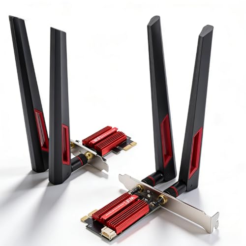 Carte PCIe WiFi 7 Tri-Bande 6400 Mbps pour PC Fixe avec Antennes 10dBi