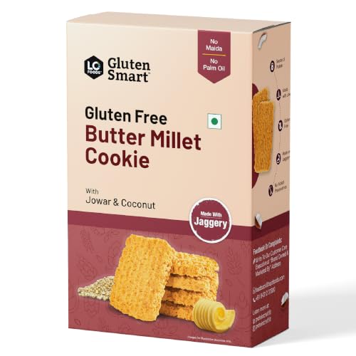 Image of Lo Foods Millet Jaggery Cookies 200g x 2 | Gluten Free Butter Cookie | No Maida No Palm Oil Biscuits | No Added Sugar Biscuits | Butter Biscuit
