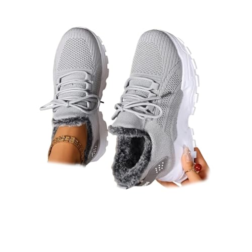 GHTYDD Women's Winter Fleece-Lined Snow Sneakers