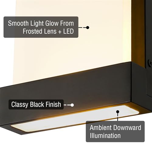 Image of Kira Home Everett 7 inch Modern 8W Integrated LED (40W eq.) Bathroom /Wall Light, Rectangular Acrylic Lens, Energy Efficient, Eco-Friendly, 3000k Warm White Light, Black Finish