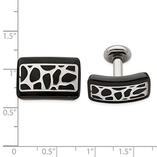 Edward Mirell Black Titanium And 925 Sterling Silver Polished Cobblestone Cufflinks Jewelry Gifts For Men #TOP1