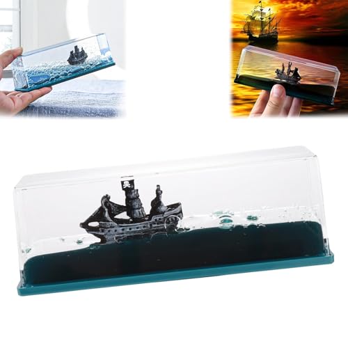 Chilifuli Cruise Ship Fluid Drift Bottle, Unsinkable Boat in a Box, Titanic Model Liquid Wave Decoration, That No Longer Sinks Toy, for Car Display Cases and Gifts-A