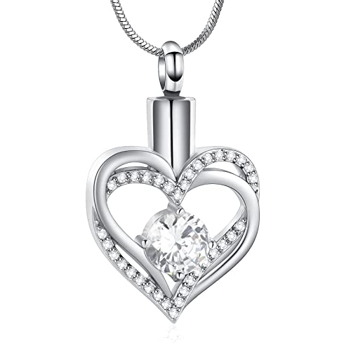 Minicremation Cremation Urn Necklace for Ashes Cremation Jewelry Heart Urn Necklace for Women Girls Birthstone Memorial Jewelry Pendant for Ashes for Human Pet
